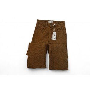 Daze Denim Shy Girl Wild Cat Jeans Women’s Size 26 Brown Leopard Flare NWT